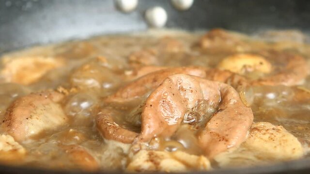 Boiling pork intestines  with five-spice powder or Pa-lo, Thai famous food