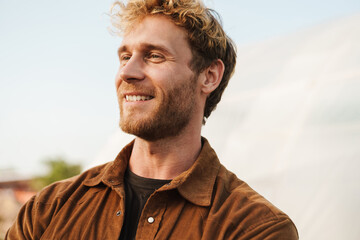 Close up of a smiling middle aged white man