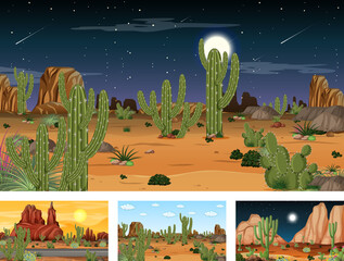 Different scenes with desert forest landscape