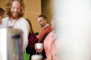 People talking during conference break