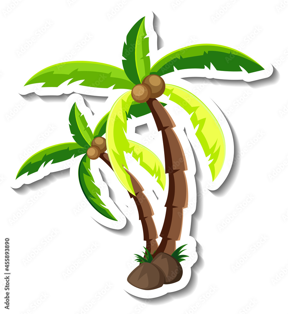 Wall mural coconut tree cartoon sticker