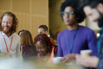 People talking during conference break