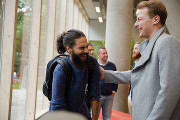 People talking during conference break