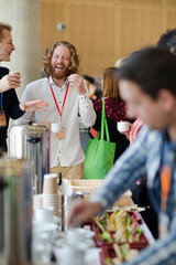 People talking during conference break