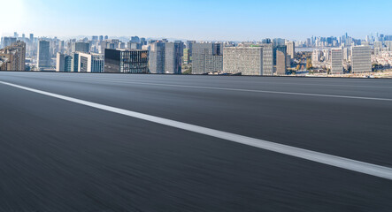 Road ground and urban architectural landscape