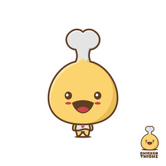 cute chicken thigh mascot, food cartoon illustration