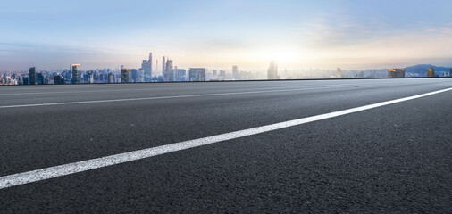 Road ground and urban architectural landscape