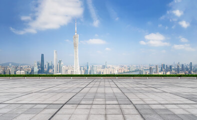 Road ground and urban architectural landscape