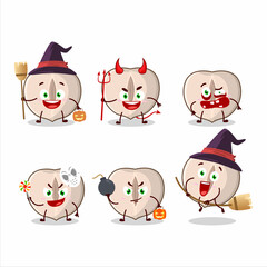 Halloween expression emoticons with cartoon character of slice hazelnut