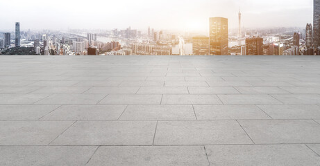 Road ground and urban architectural landscape