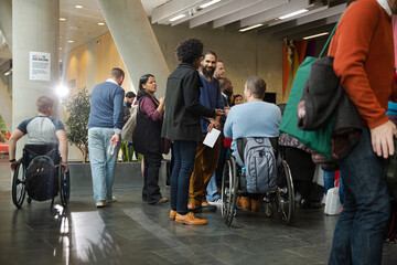 People talking during conference break