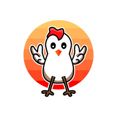 Rooster unique Vector Logo Design with cartoon style