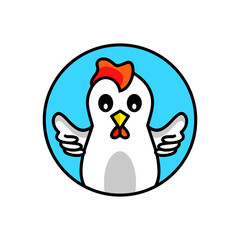 Rooster unique Vector Logo Design with cartoon style