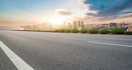 Road ground and urban architectural landscape