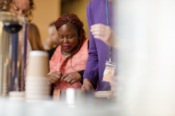 People talking during conference break