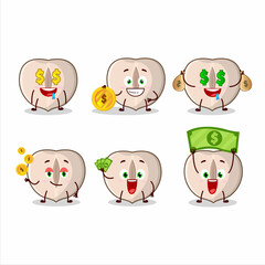 Slice hazelnut cartoon character with cute emoticon bring money