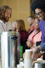 People talking during conference break