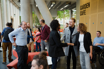 People talking during conference break
