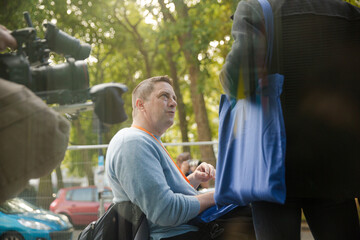 People talking during conference break