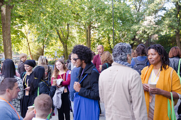People talking during conference break