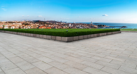 Road ground and urban architectural landscape