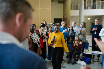 Audience listening to female speaker