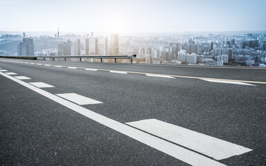 Road ground and urban architectural landscape