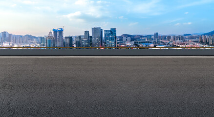 Road ground and urban architectural landscape
