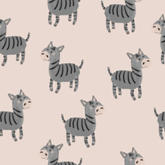 Seamless zebra pattern. Design for a holiday. Printing for wrapping paper. An illustration for printing. Children's composition. Texture for fabric and paper.