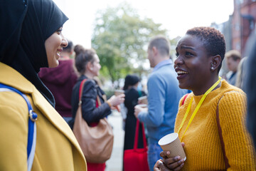 People talking during conference break