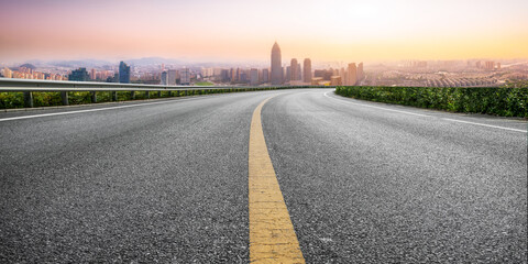 Road ground and urban architectural landscape