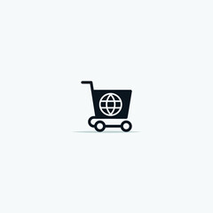 Shopping cart vector icon, flat design. Isolated on white background.
