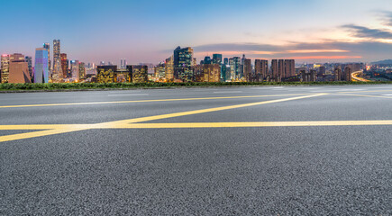 Road ground and urban architectural landscape