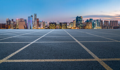 Road ground and urban architectural landscape