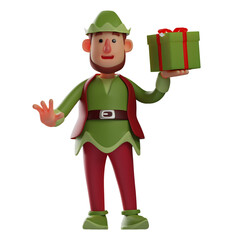 3D Elf Picture ready to sharing a gift
