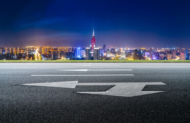 Fototapeta premium Road ground and urban architectural landscape