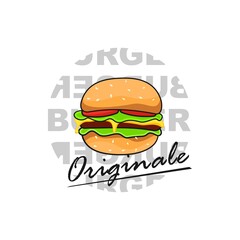 ilustration hamburger suitable for logo,badge,stamp design vector