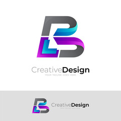 Letter B logo with arrow design vector, line style logos