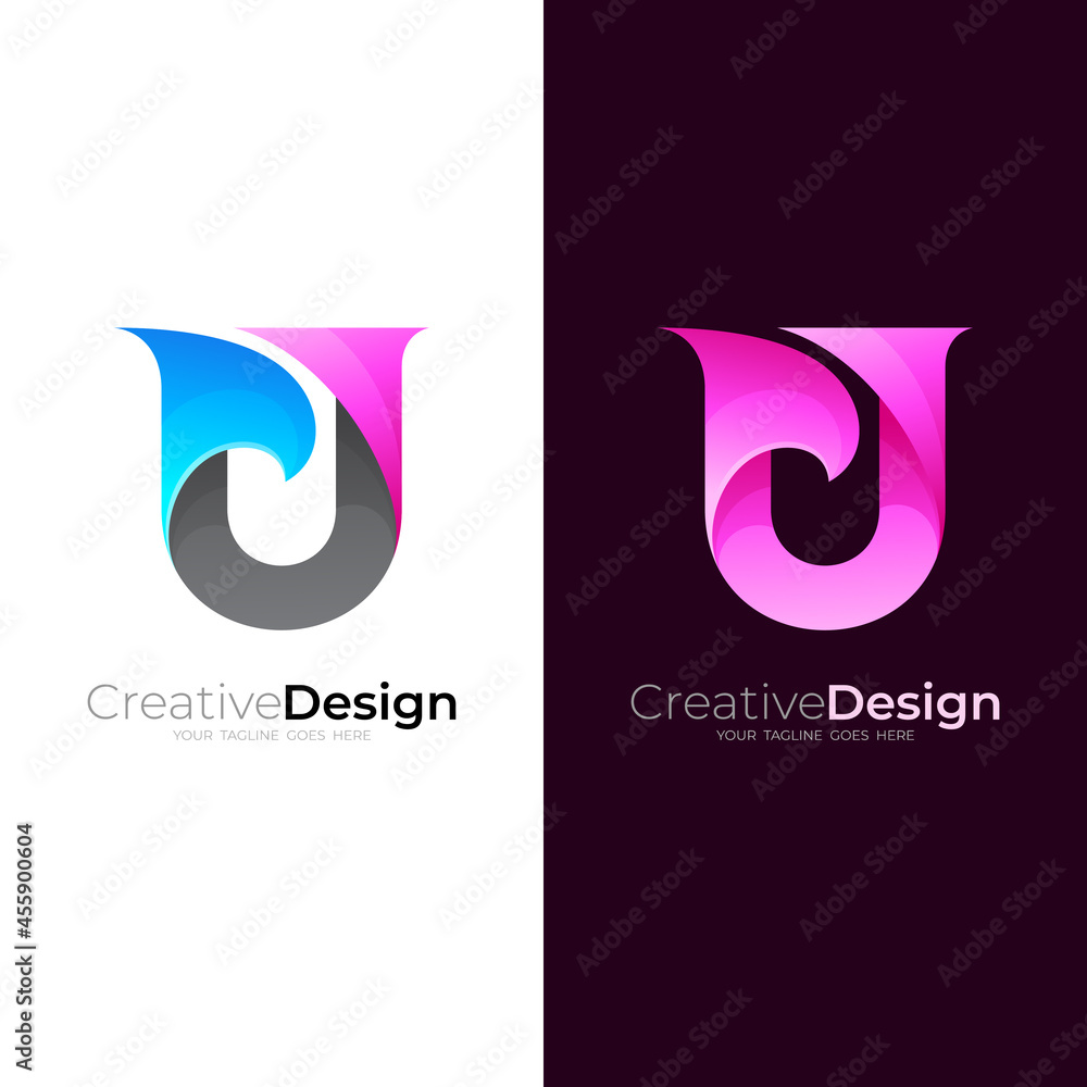Wall mural Letter U logo with colorful design template, 3d style - Wall murals