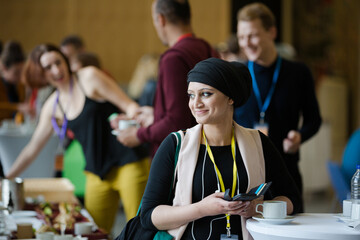 People talking during conference break