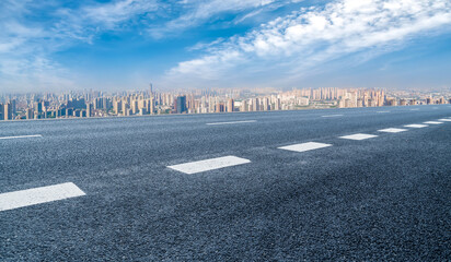 Road ground and urban architectural landscape