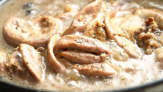Boiling pork intestines  with five-spice powder or Pa-lo, Thai famous food
