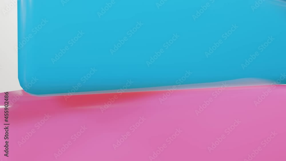 Aufkleber a stack of smooth rotating red and blue triangles on a white background. looped animation. 3d render