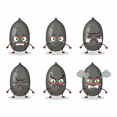 Sunflower seeds cartoon character with various angry expressions