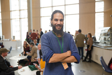 Obraz premium Portrait of smiling, confident male speaker