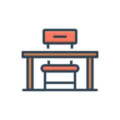 Color illustration icon for student desk