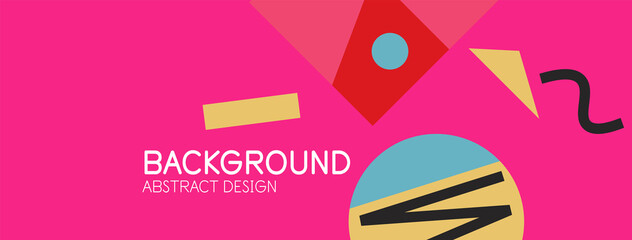 Abstract background. Blocks, lines, triangles, circles composition. Techno or business concept for wallpaper, banner, background, landing page