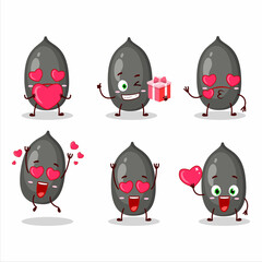 Sunflower seeds cartoon character with love cute emoticon