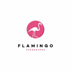 Pink Flamingo logo design concept on isolated background, icon template