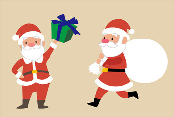 クリスマス　プレゼントを持ったサンタクロースのベクターイラスト
